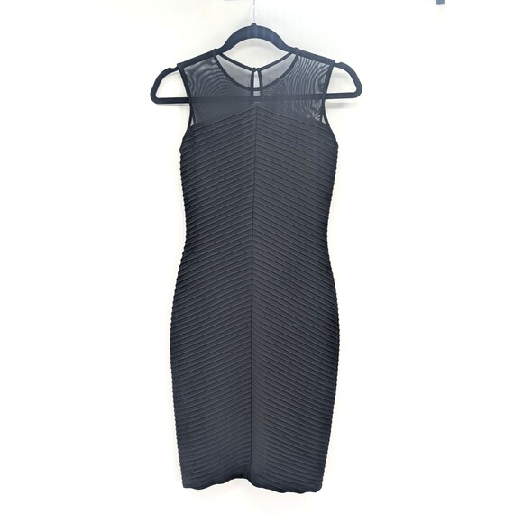 Calvin Klein Black Sheath Ribbed Mesh Sleeveless Bodycon Midi Dress Size 2 - Picture 2 of 8